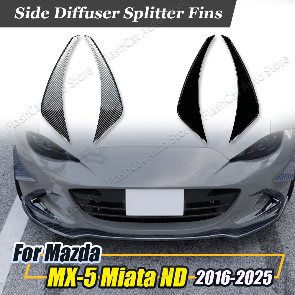 Miata ND-divisor de alerón lateral para parachoques delantero, Kits de cuerpo de afinación de hoja de aire embellecedor difusor Canard para Mazda MX-5 Miata ND 2016-2025