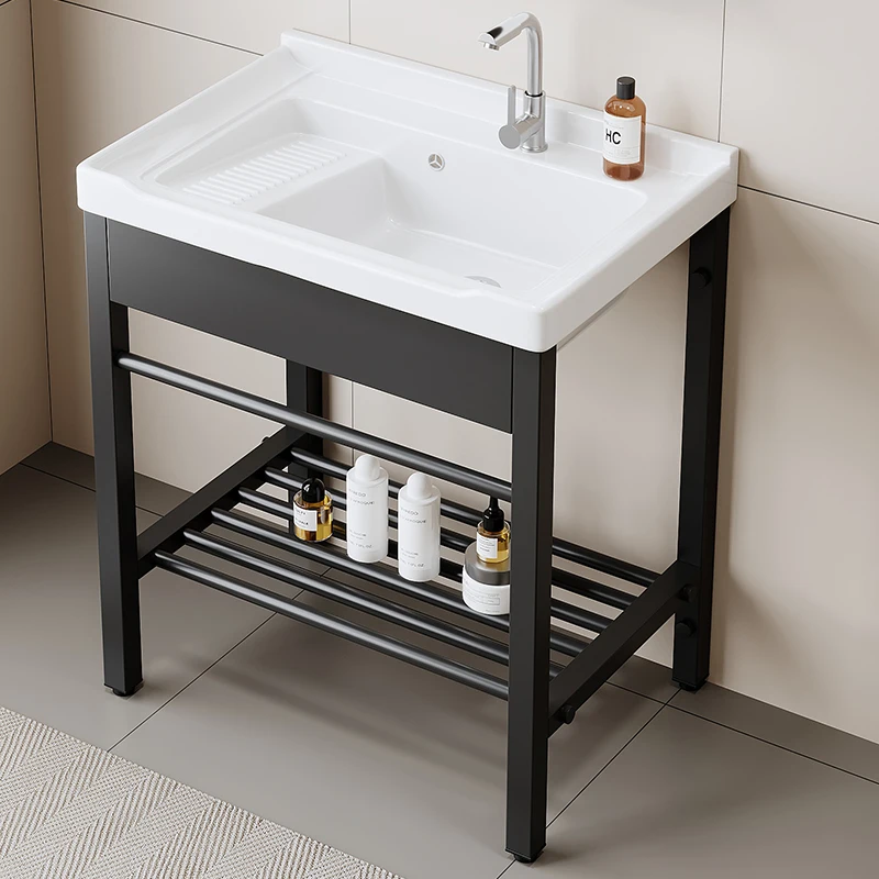 Household Balcony Floor-to-ceiling ceramic laundry basin Basin Laundry pool with rubbing board  tank Sink Washbasin Basin