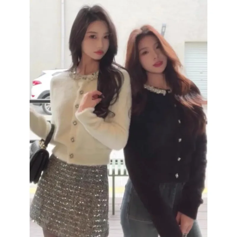 

Женская одежда, весенне-осенний модный корейский однотонный женский универсальный тонкий кардиган на пуговицах, свитер с v-образным вырезом