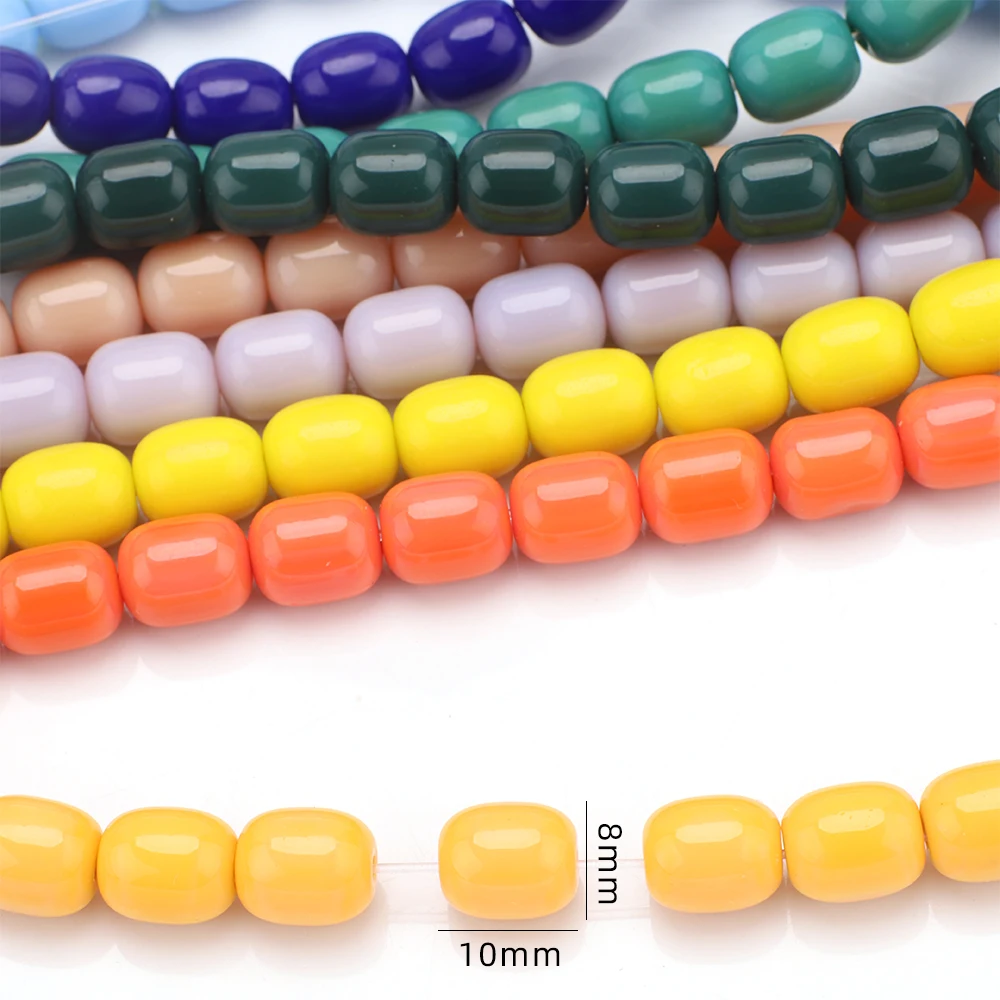 35Pcs/Lot 8x10mm Solid Glass Beads Colorful Jujube Shape Spacer Loose Oval Beads For Making Diy Phone Chains Garment Decor