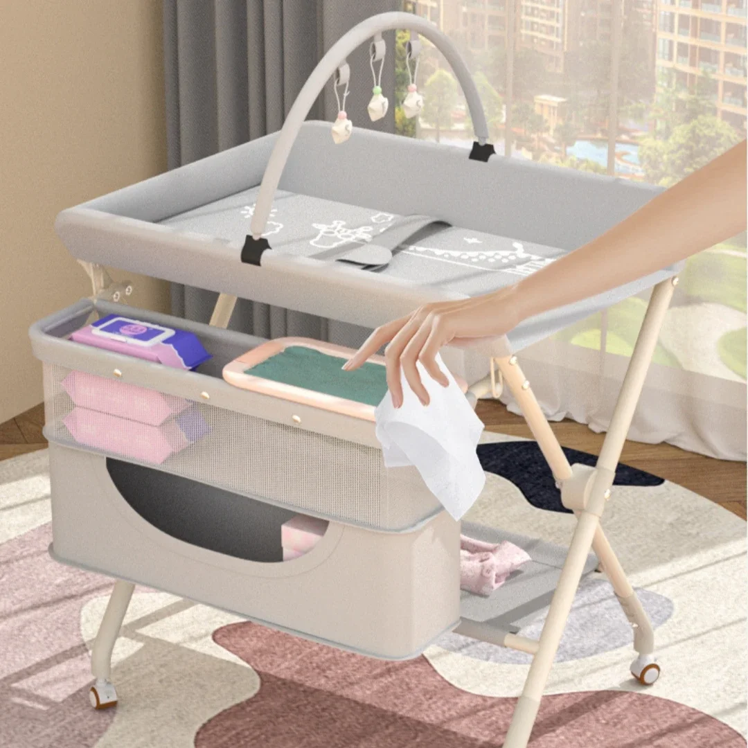 Diaper-Changing Table Baby Care Desk Multifunctional Foldable Massage Touch Newborn Baby Bath Bed Change Diaper-Changing Table