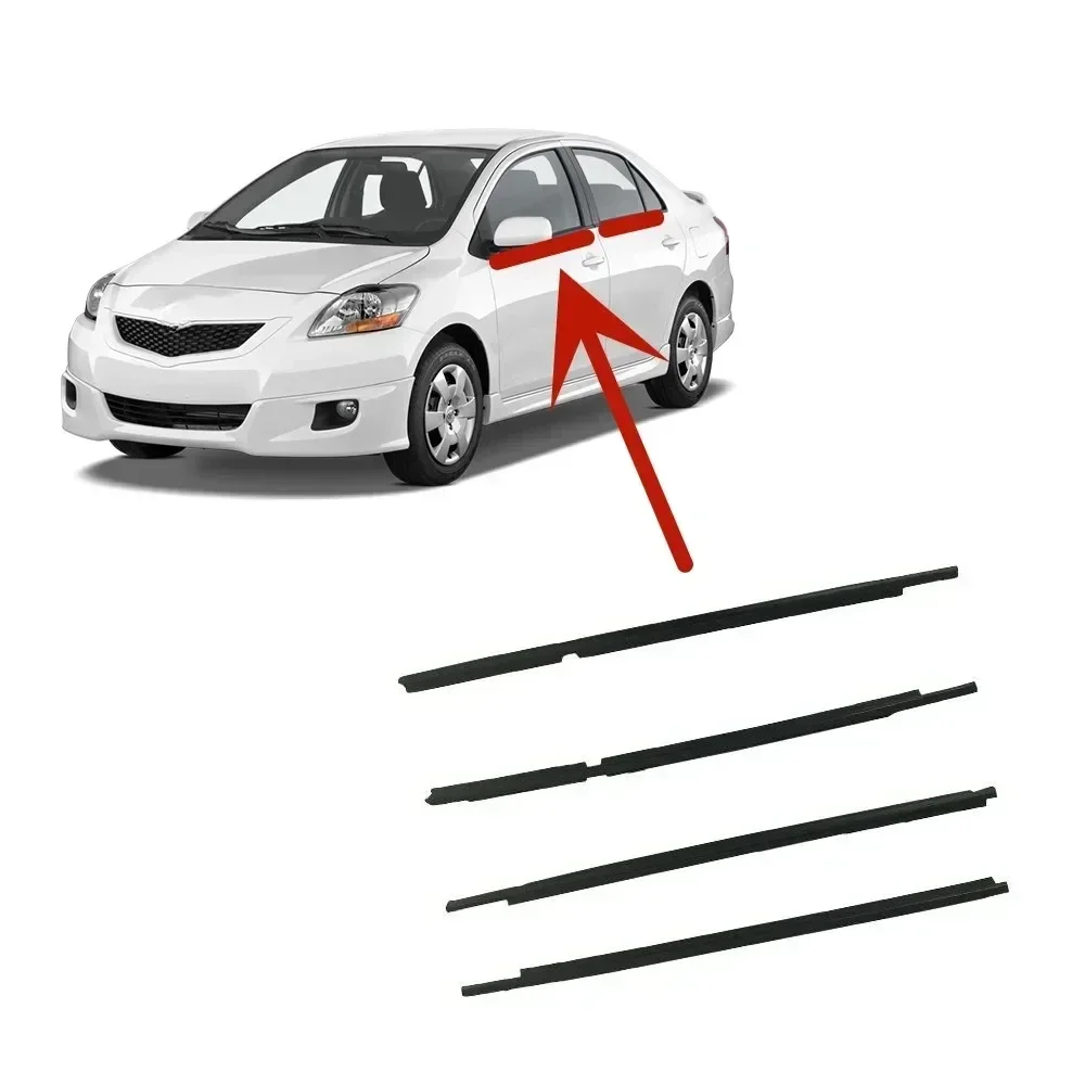 4 Pcs Sedan Saloon Windows Rubber Outside for Yaris 2006-2013 Saloon Glass Laminate Protector Weatherstrip for 1st 68210-0D120