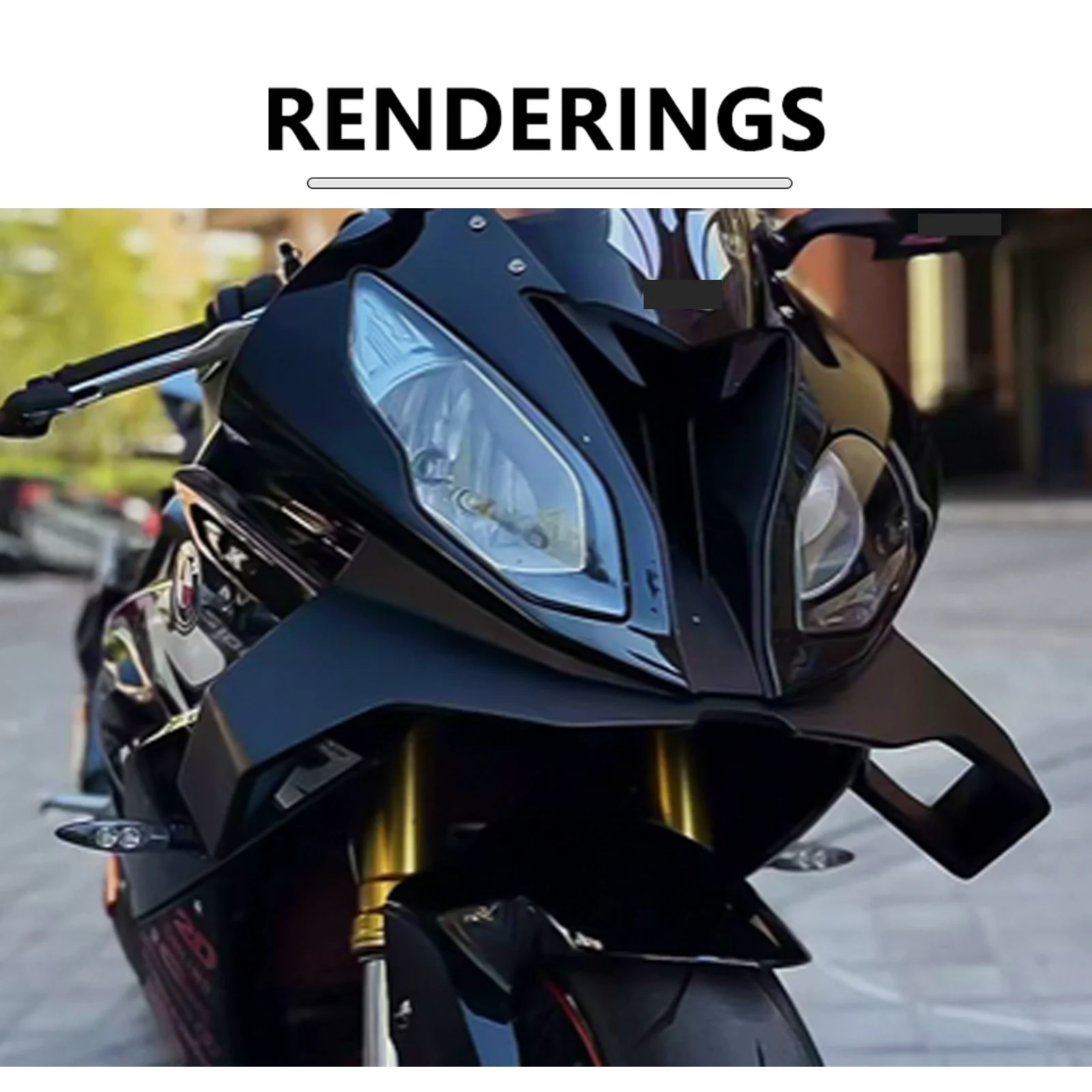 For BMW S1000RR 2015 2016 2017 2018 Models Motorcycle Front Lip Spoiler Wing-Shaped Fairing Front One-Piece Fixed Wing 2