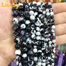 Natural Stone black and white Fire agate Beads For Jewelry Making DIY Accessories Bracelets Earrings Rings 15