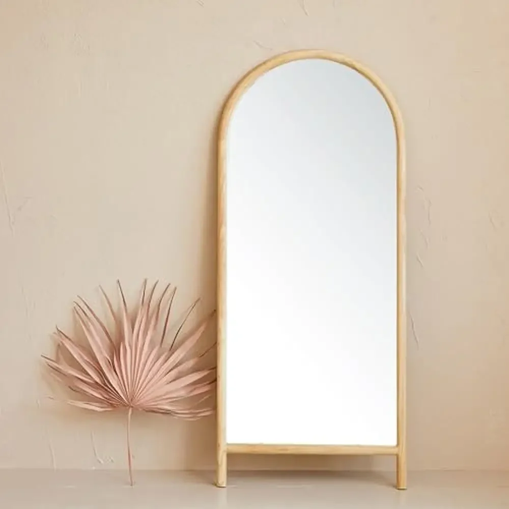 Natural Mango Wood Arched Floor Mirror Farmhouse Modern Boho Lodge Coastal Decor 30.25