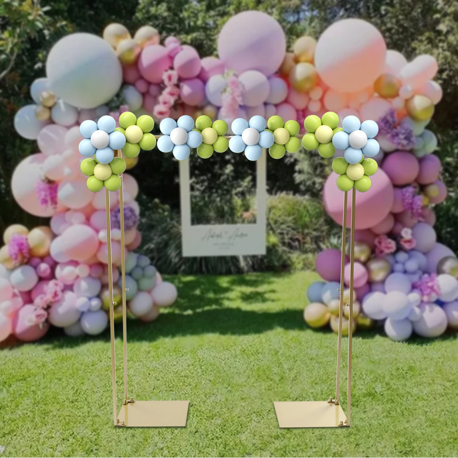 1*1.2m/3.3*3.9ft Removable Double Tube Arch Backdrop Stand for Wedding Party Birthday Decoration