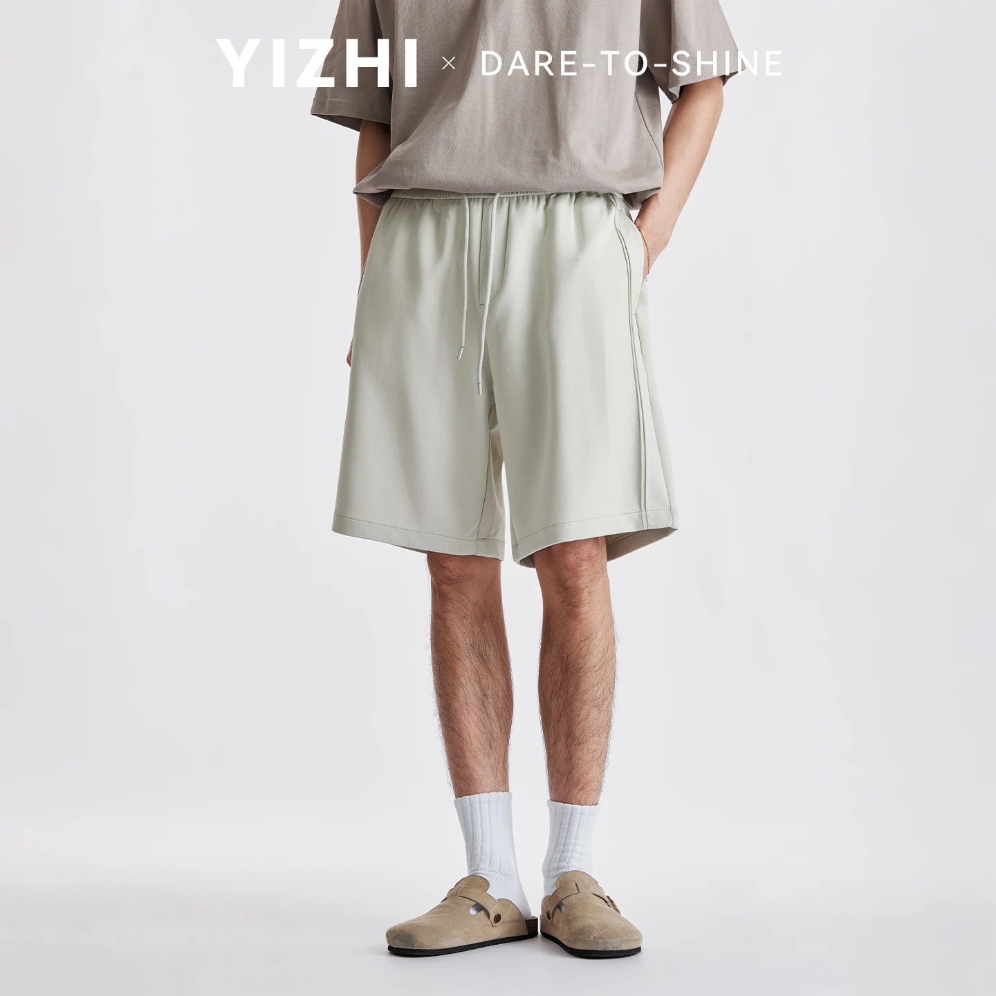 Men Solid Color Side Webbing Strap Sports Shorts 2026 Summer Loose Draping Outdoor Casual Versatile 5 Inch Knee Length Shorts