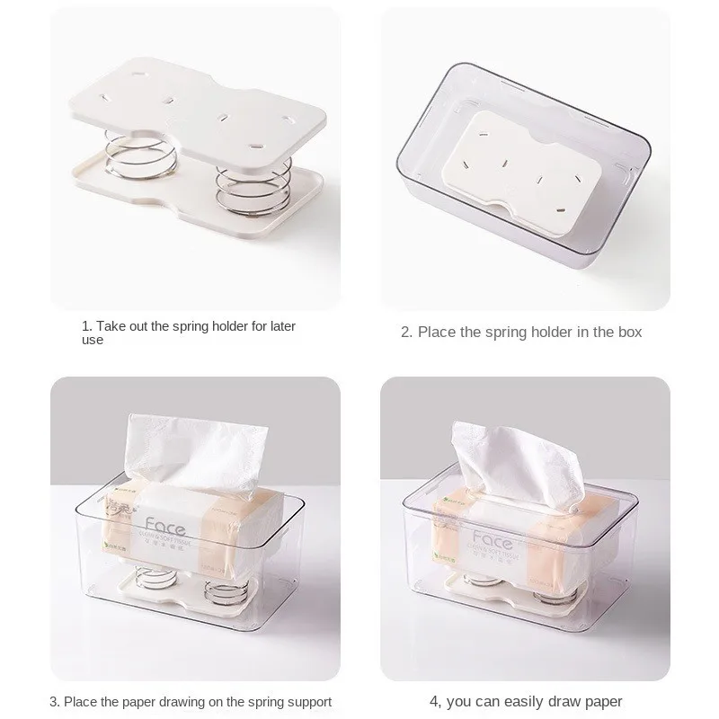 Creative Spring Holder Tissue Box Automatic Lift Loaded Bracket Tissue Box Spring Lifting Support for Home Storage Supplies