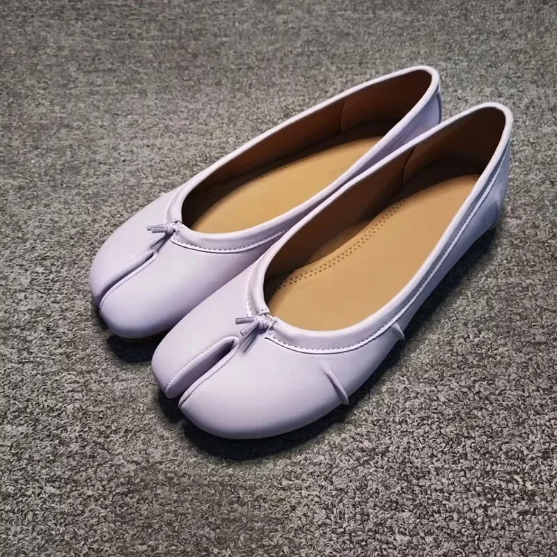 Split-Toe Damen Ballerinas Modische Tabi-Schuhe Lässige Slip-on Loafers Damen Plissierte Leder-Espadrilles Zapatillas Mujer – Detail 26