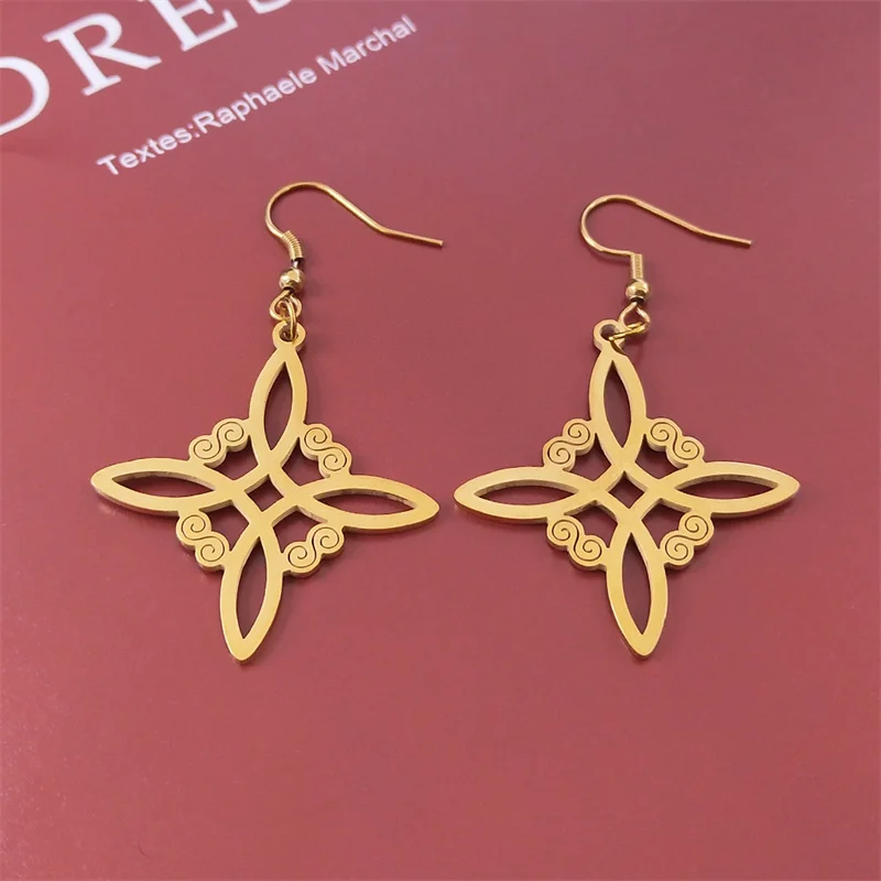 Witch Knot Drop Earrings for Women Gold Color Stainless Steel Witchcraft Irish Dangle Earring Jewelry nudo de bruja E7053S02