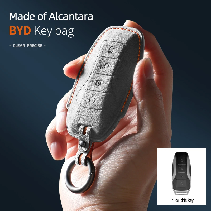 

For BYD EA1 Han EV Qin Song Plus Dmi Yuan Plus Tang Atto 3 EV Suede Leather Key Cover Keychain Car Key Case Accessories