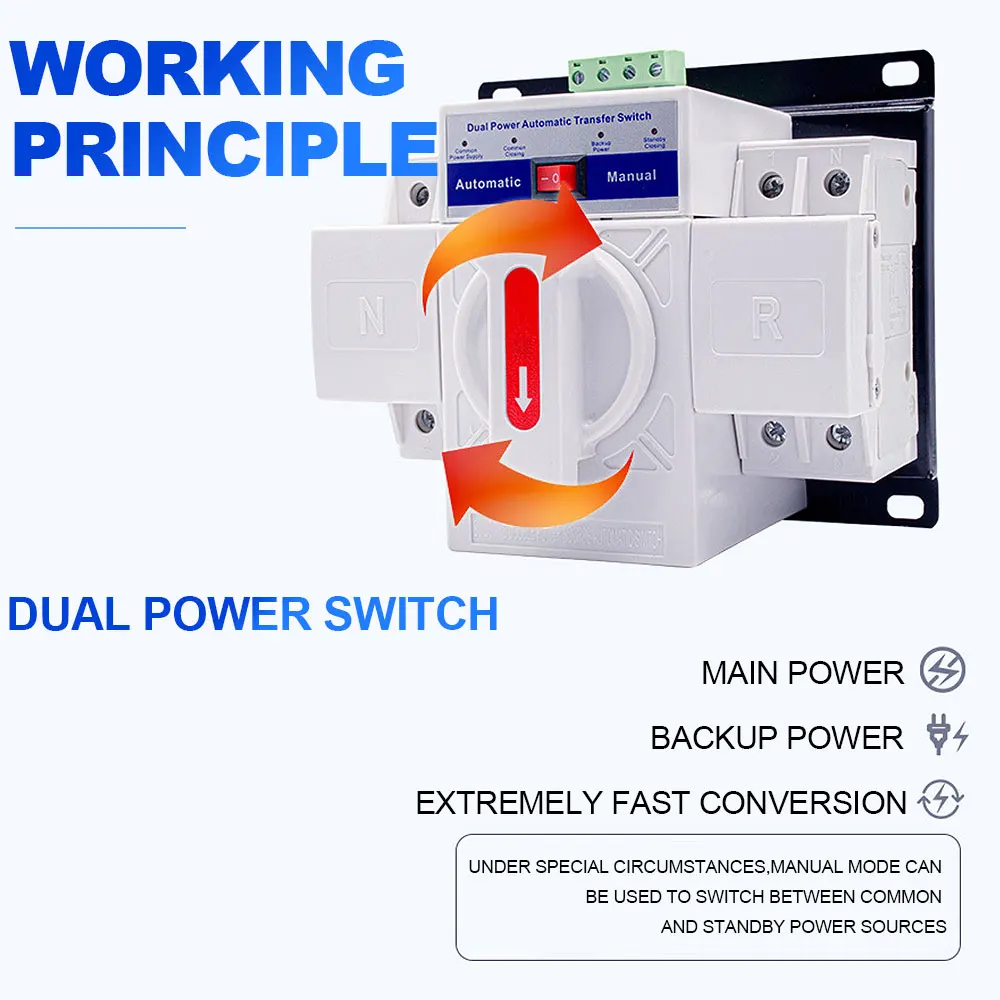 Dual power automatic transfer switch 2P Household single-phase 220V 63A standby power manual transfer switch controller
