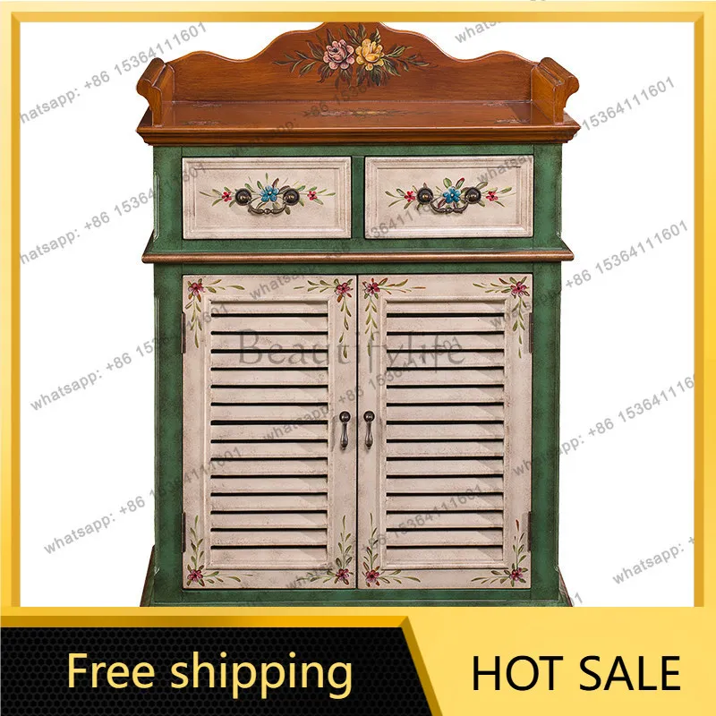 XX. American ancient living room storage decorative cabinet hand-painted dining side cabinet