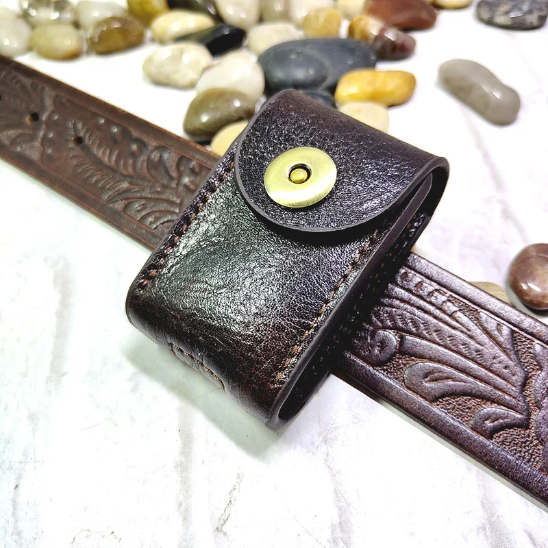 Genuine Leather Car Key Case on Belt Pack Car Key Holder Waist Bag Keys Wallet Pouch Organizer Sheath Men 1652C