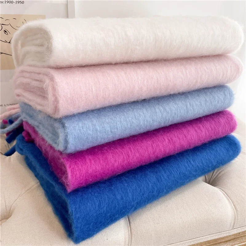 Winter Scarf for Women Cashmere Warm Solid Pashmina Blanket Wraps Female Thick Soft Bufanda Big Tassel Shawl Long Poncho Echarpe