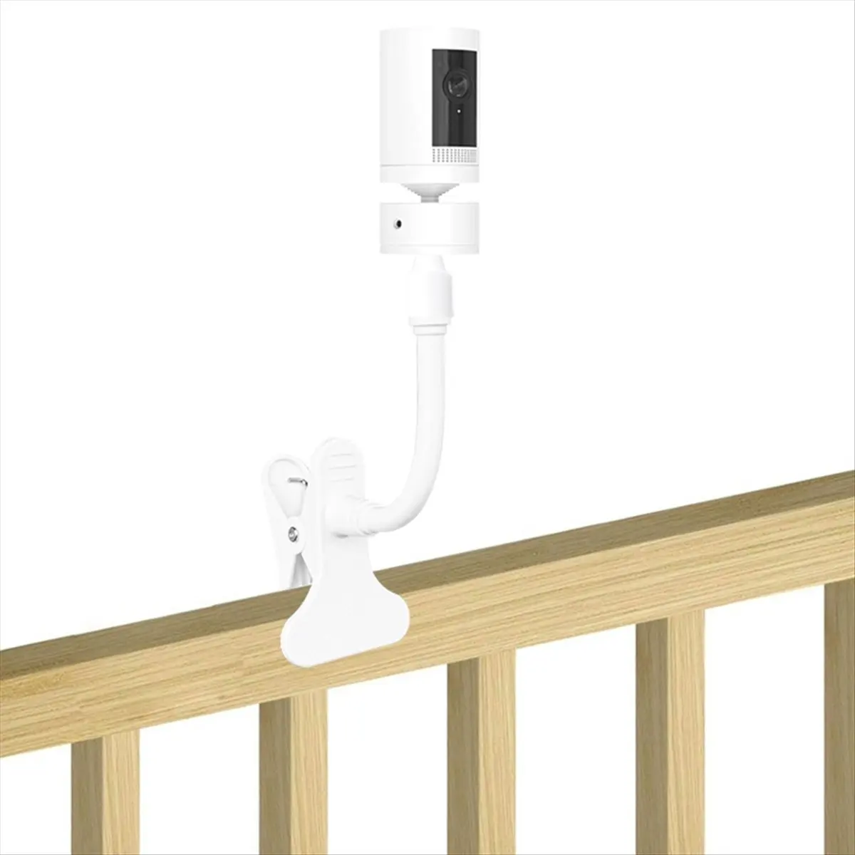 SCLS Universal No Punching Clip Mount Webcam Stand Attaches to Crib for Baby Monitor Home Flexible Twist Mounting Bracket A