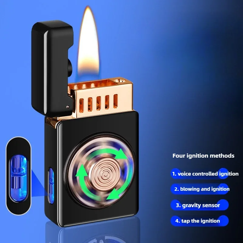 Intelligent Voice-controlled Ignition Kerosene Lighter, Gas-electric Hybrid, Arc Ignition, 4 Ignition Modes, Gift for Men