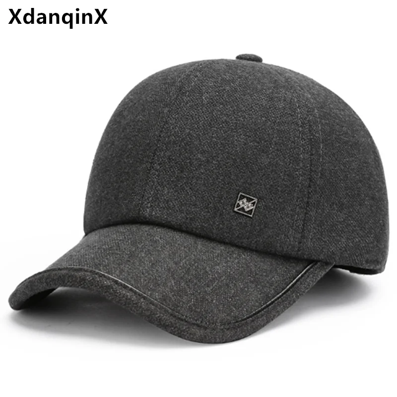 

New Winter Plush Thickened Baseball Caps For Men Coldproof Warm Earmuff Hats Golf Cap Male Bone Cycling Sports Cap Free Shipping