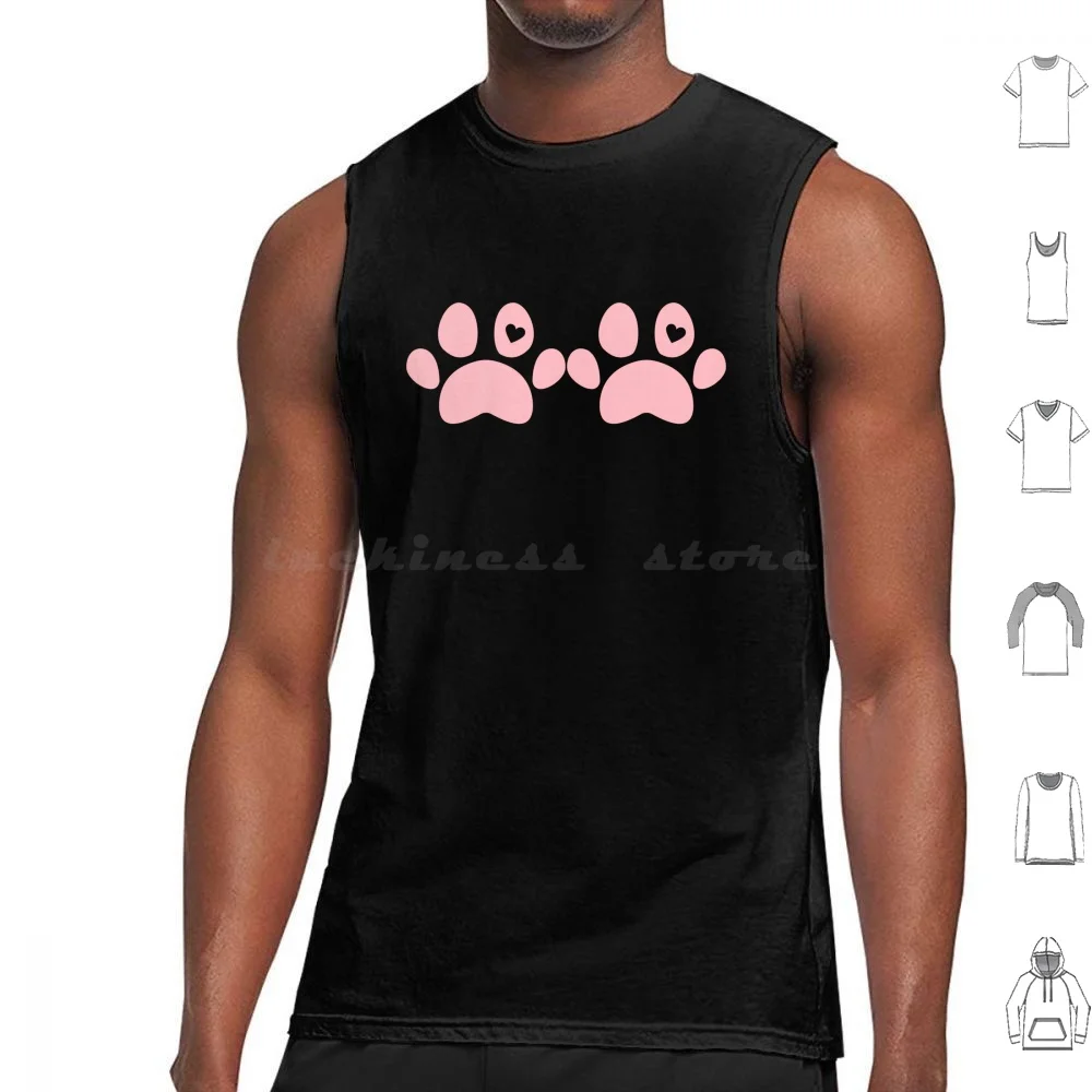 A Gift For A Cat Or Dog And Its Owner Cat's Paw Dog's Paw Tank Tops Print Cotton Cat Cute Cats Funny Kitten Kitty Animal