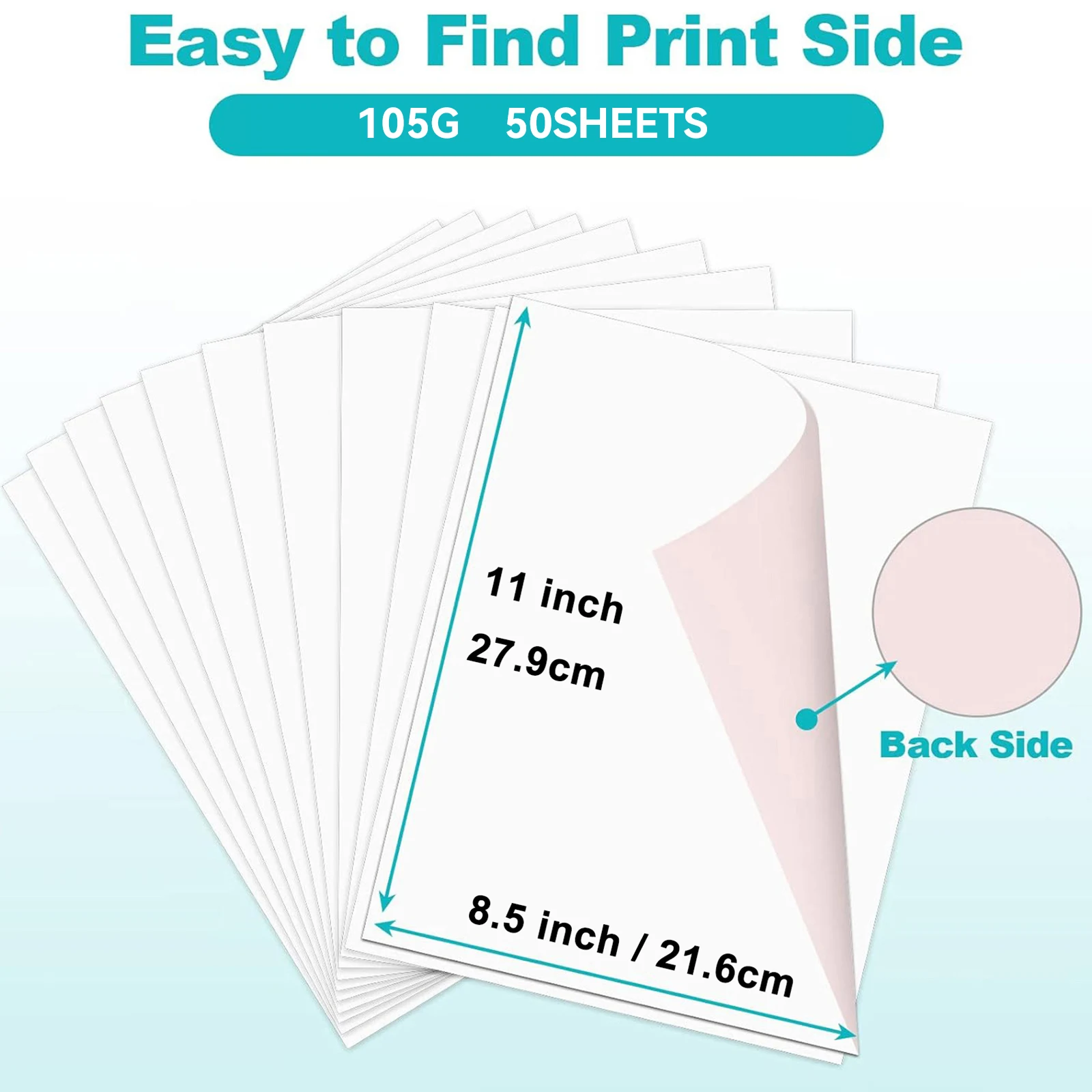 50/100 Sheets 8.5×11 Inch 105GSM Sublimation Heat Transfer Paper, Compatible with Inkjet Printers & Sublimation Inks