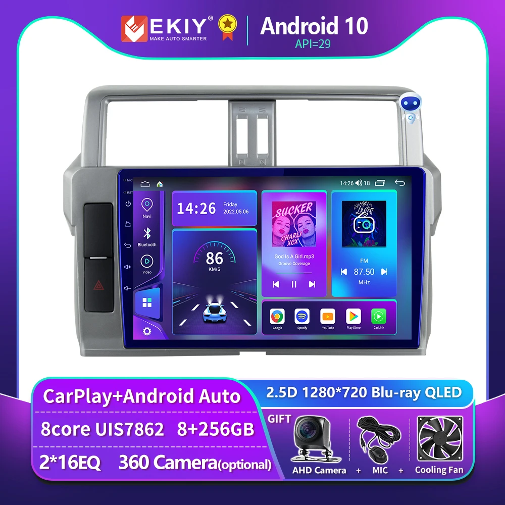 

EKIY T900 Carplay Stereo For Toyota Land Cruiser Prado 150 2013 - 2017 Car Radio Multimedia Video Player Navigation GPS No 2 din