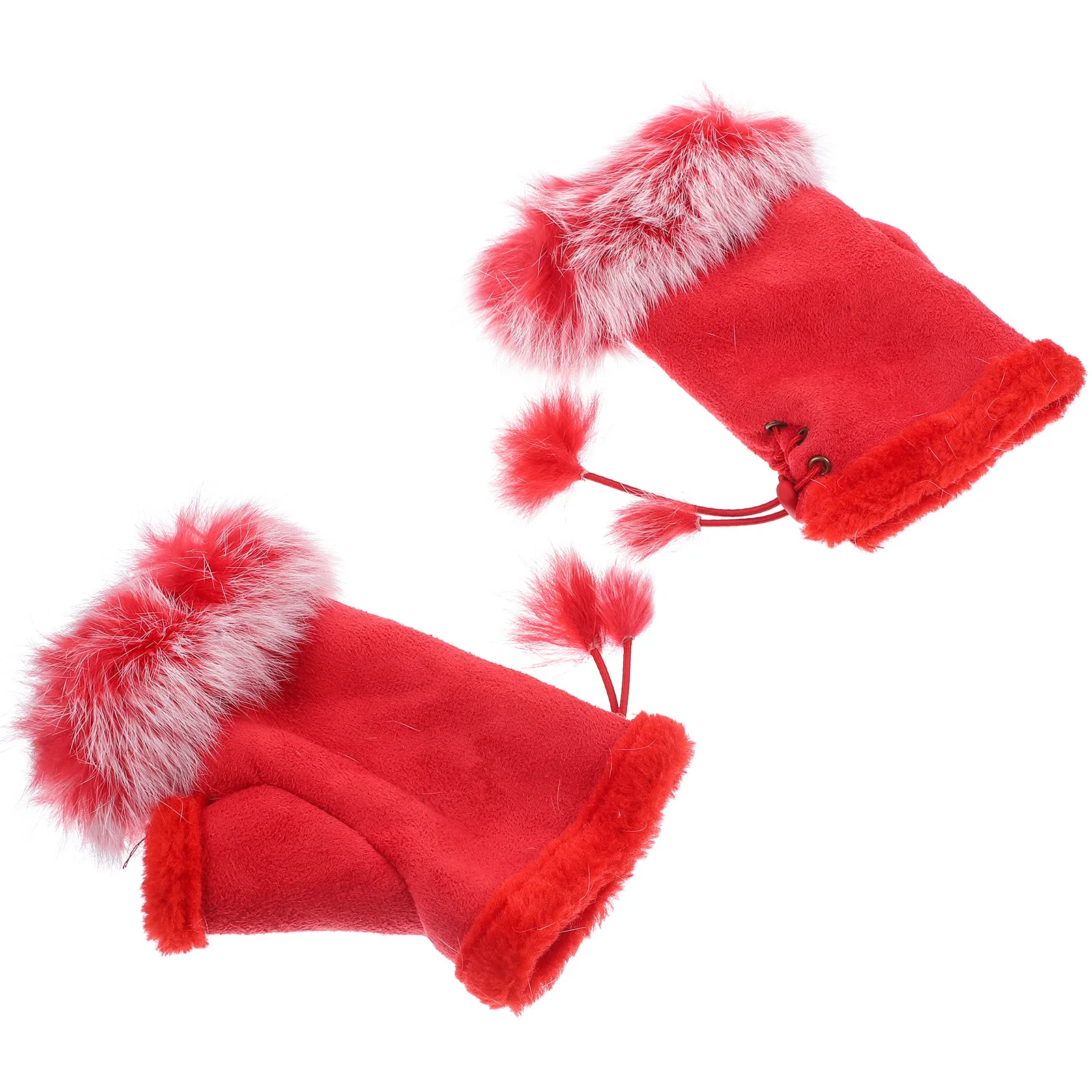 

1 Pair Adjustable Half Finger Warm Suede Touchscreen Gloves For Women Men Winter Outdoor Cycling Driving Party Mitts Rabbit