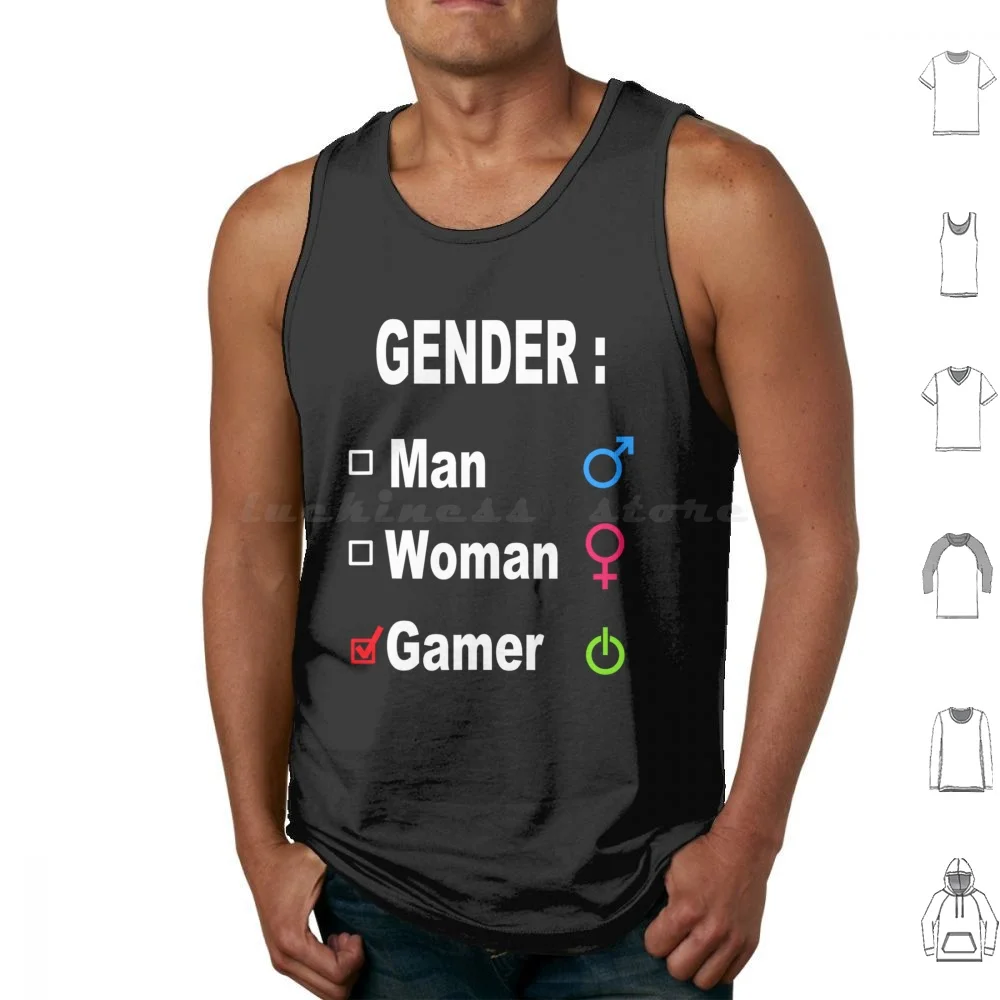 Women Funny Questionnaire Gender Man Gamer Vintage Tank Tops Vest Sleeveless Gender Man Gamer Video Gamers Vintage Funny