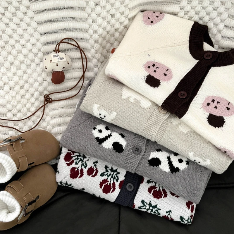 2025 Baby Autumn/Winter Cute Knitted Thick Single Row Button Warm Cartoon Pattern Climbing Clothes 4