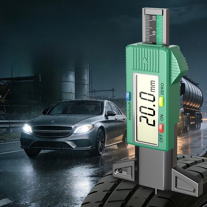 Electronic Digital Display Tire Tread Gauge Lightweight Plastic Waterproof Portable Caliper Car Tire Tread Wear Detector Tools