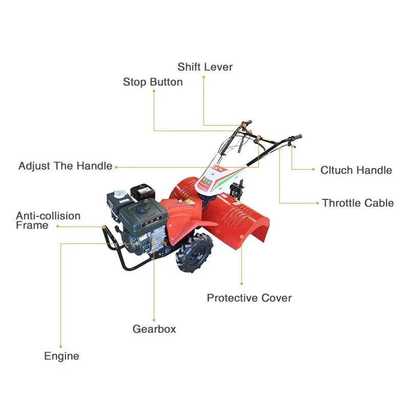 New Mini Tiller 4WD Powered Soil Loosening Plowing Machine Home Small Cultivator Trencher Weeder Rotary Tiller