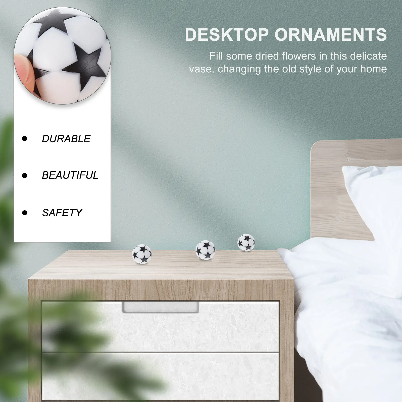 

8Pcs Black White Five Star Table Soccer Replacements Safe Plastic Mini Footballs for Indoor Outdoor Tabletop Games