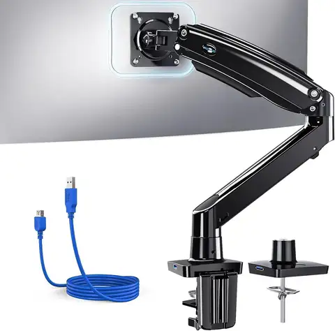 Adjustable Monitor Arm for 13-49 Inch Screens, Supports Ultrawide Monitors Up to 26.48 lbs, VESA Compatible with USB Port