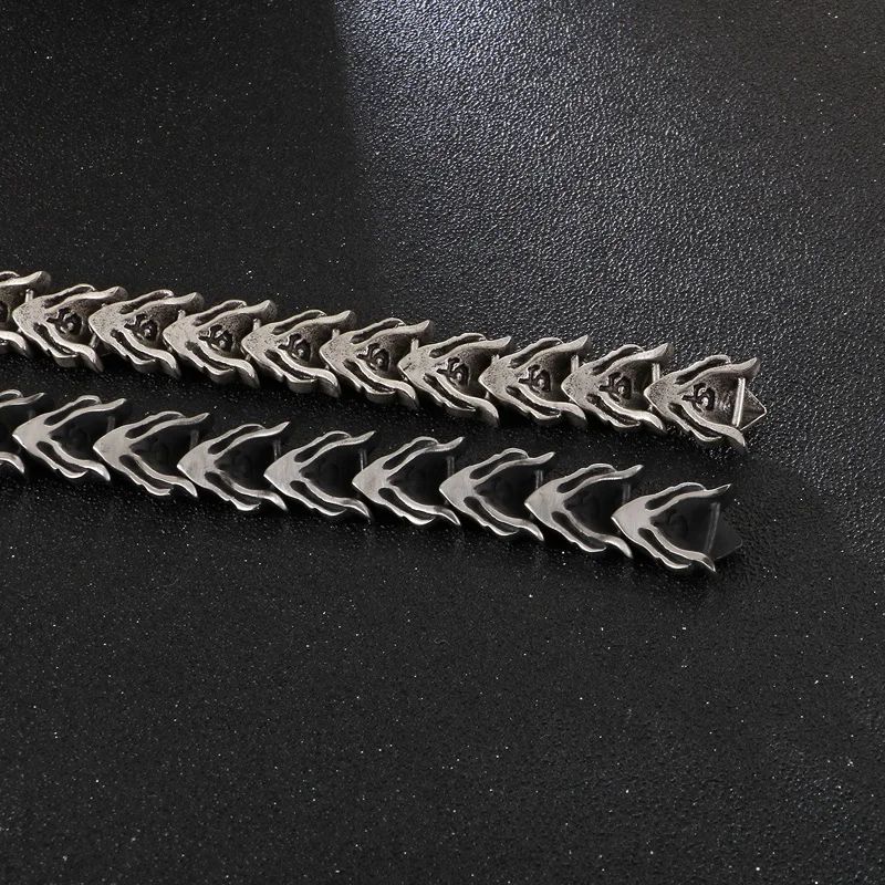Fongten 17mm Width Dragon Chain Bracelet For Men Stainless Steel Charms Men Bracelets Bangle Ancient Silver Color Jewelry