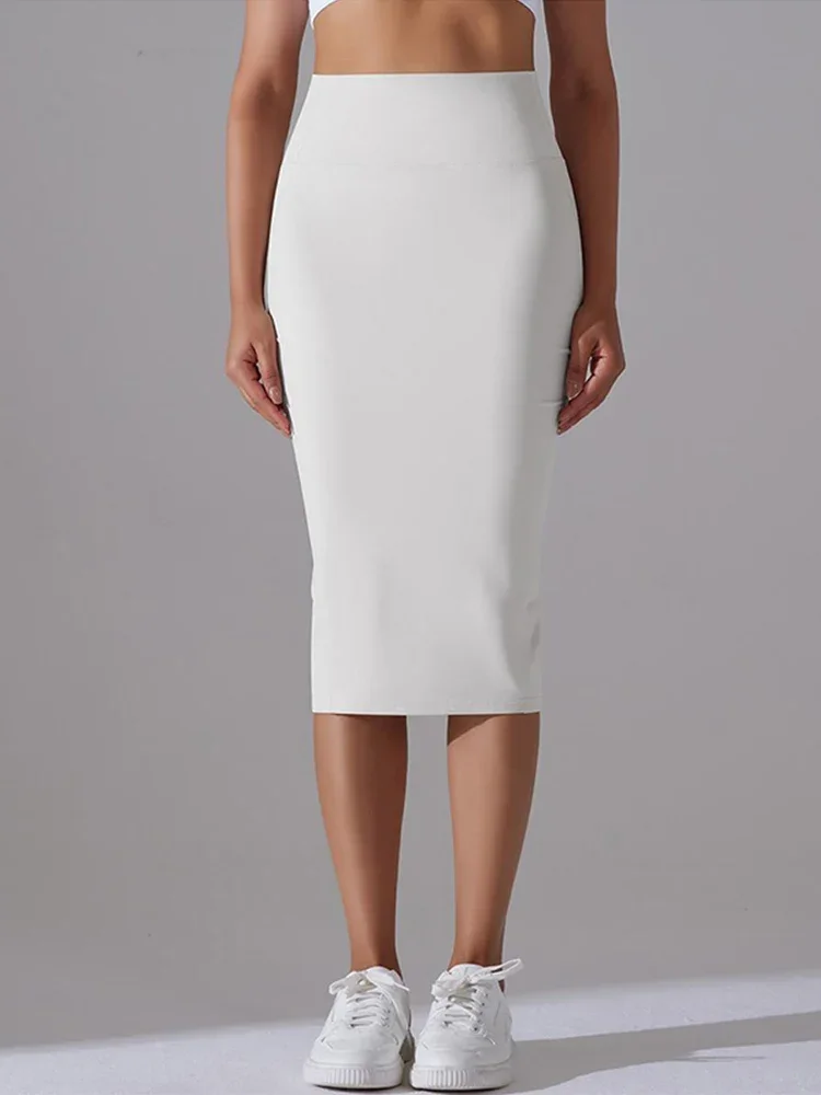 

Women's Sexy Naked Feel Fabric Skinny Pencil Skirt Ladies Hips Wrap Bodycon High Waist Elastic Stretch Split Skirts