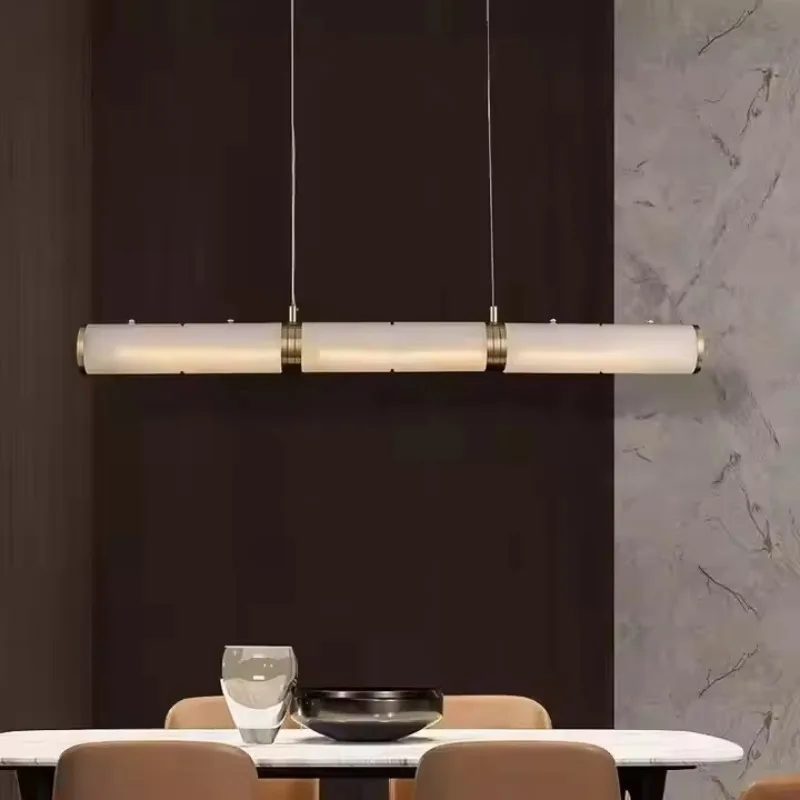

New Arrival Hanging Restaurant Dinning Office Led Linear Marble Chandelier