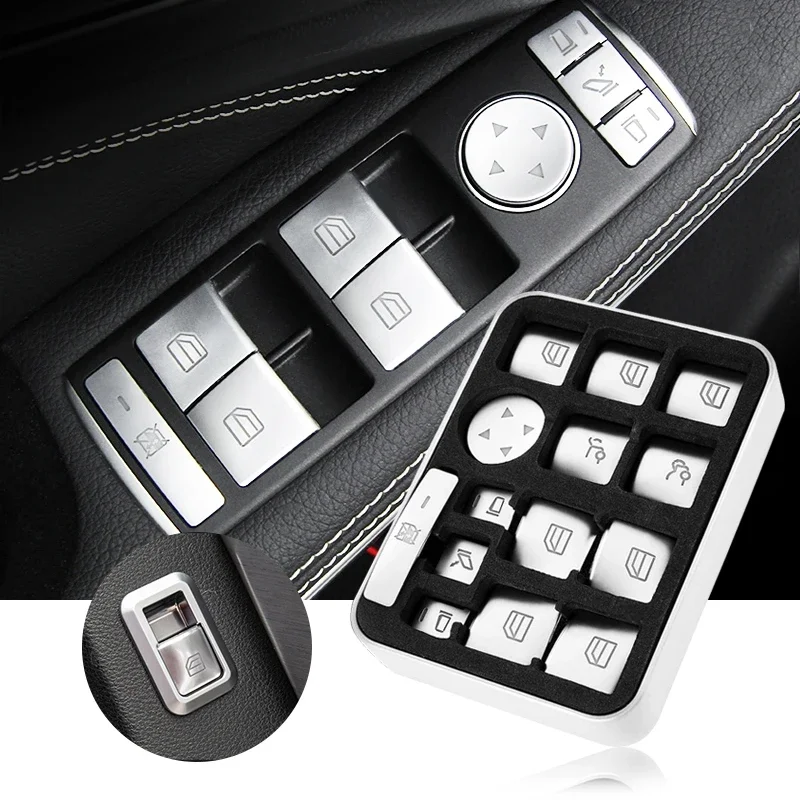 

Car Window Glass Lift Button Sticker Switch Panel Styling for Mercedes Benz A B C Class W204 W212 GLA GLK CLA GL ML GLE