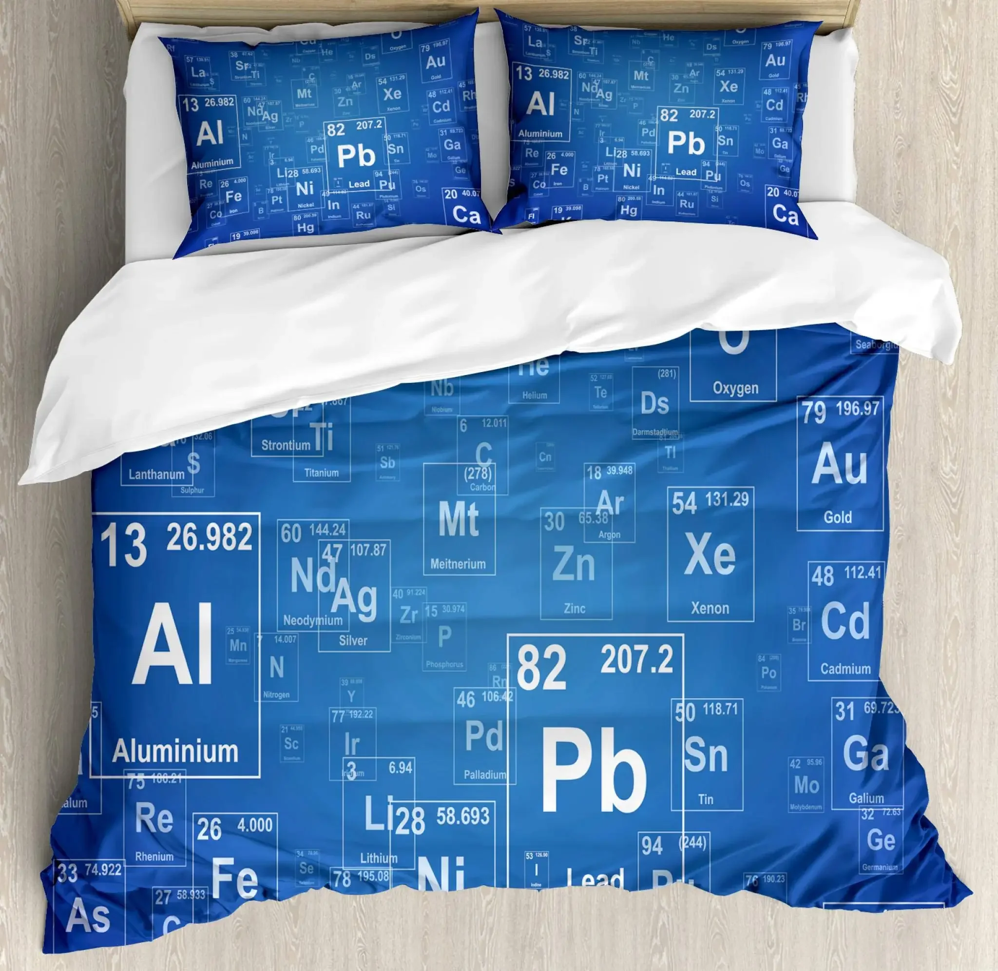 Science Duvet Cover Chemistry Tv Show Inspired Image Periodic Element Table Art Blue and White Bedroom Decoration for Kids Gifts