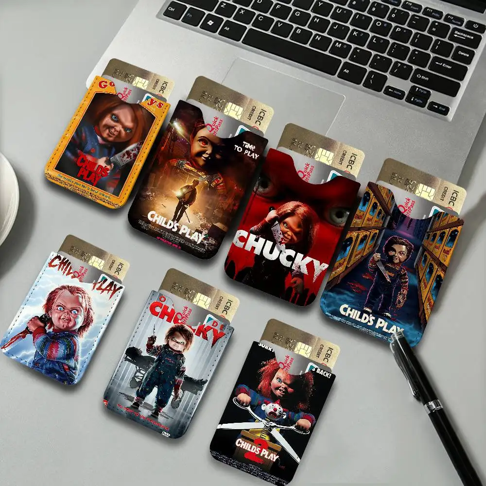 C-Chucky Horror Movie Ultra Slim Men Leather Mini Wallet Lightweight Credit Bus ID Card Holder Case for Daily Business Use