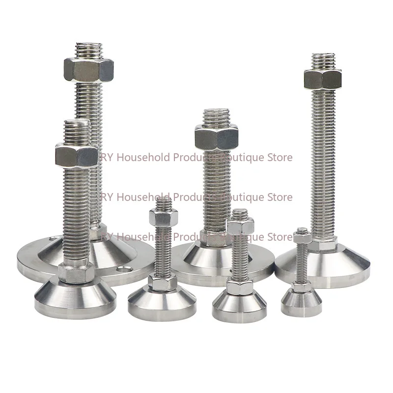1Pcs D80 Heavy Duty 304 Stainless Steel Machine Foot Adjustable Support Foot Cup Double Hole Fixed Shoe Foot M12 M14 M16 M20 M24