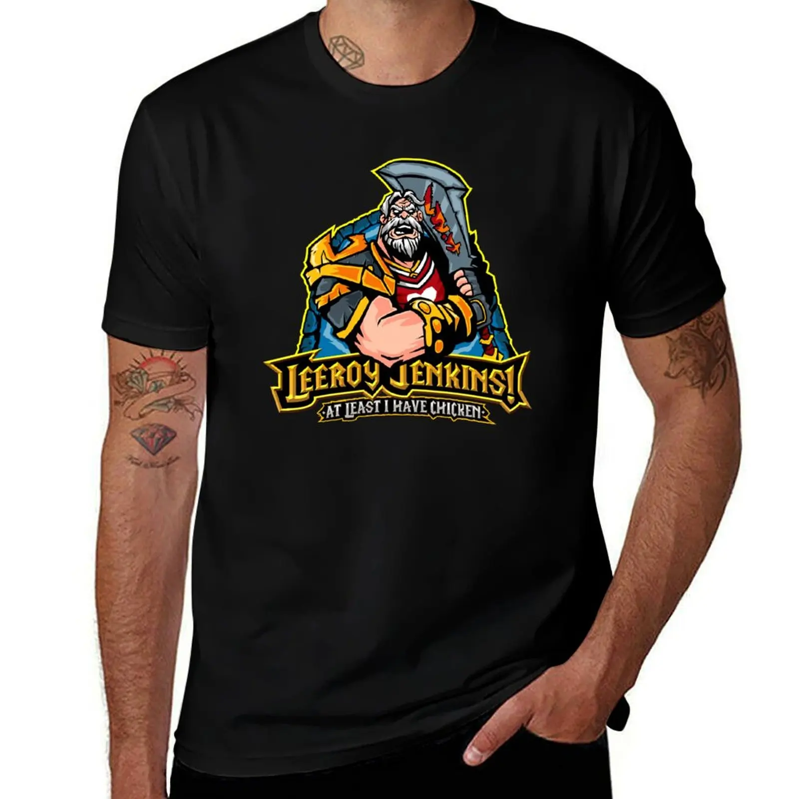 Leeroy Jenkins T-Shirt Non-Shrink Basic Cotton T-Shirt