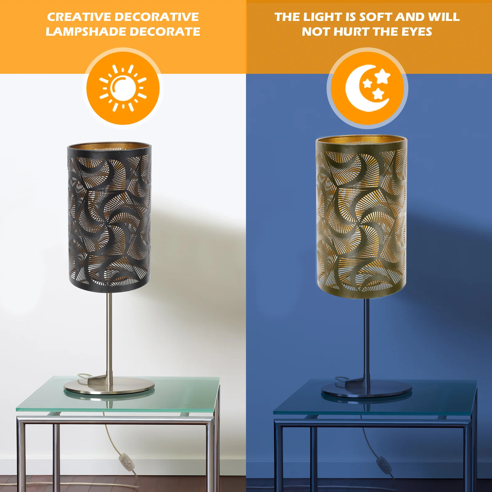 

Iron Lampshade Hollow Carved Design Dust Resistant For Bedroom Living Room Tabletop Bedside Lamp Cover Lighting Accessory