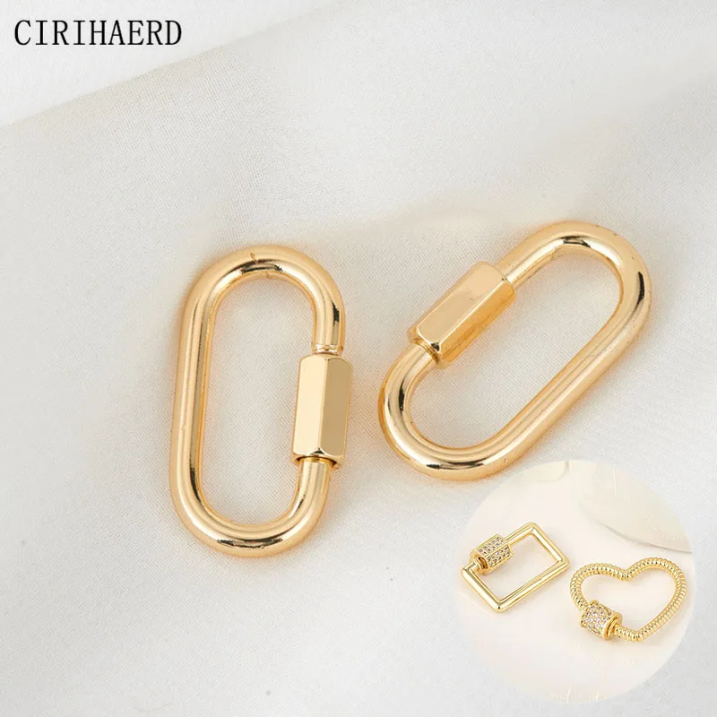 

14k Gold Plated Brass Love Heart Rectangular Clasps DIY Jewelry Accessories Components Thread Turn Buckle Findings Wholesale