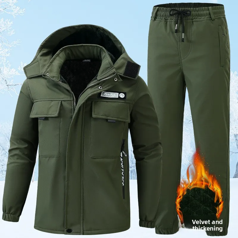 Winter Thickened and Warm Velvet Full-body Velvet Suit for Men and Women Camouflage Cold-proof AndLabor Insurance Work Clothes