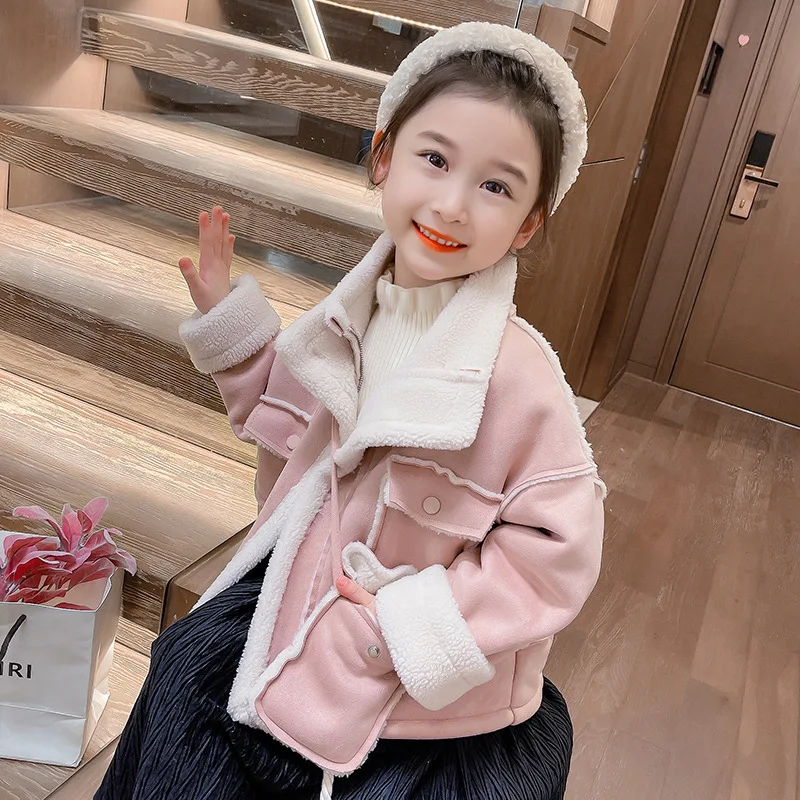 

Girls Coat Jacket Winter Cotton Windbreak 2023 Luxury Warm Plus Thicken Furs Overcoat Comfortable Children's Clothing