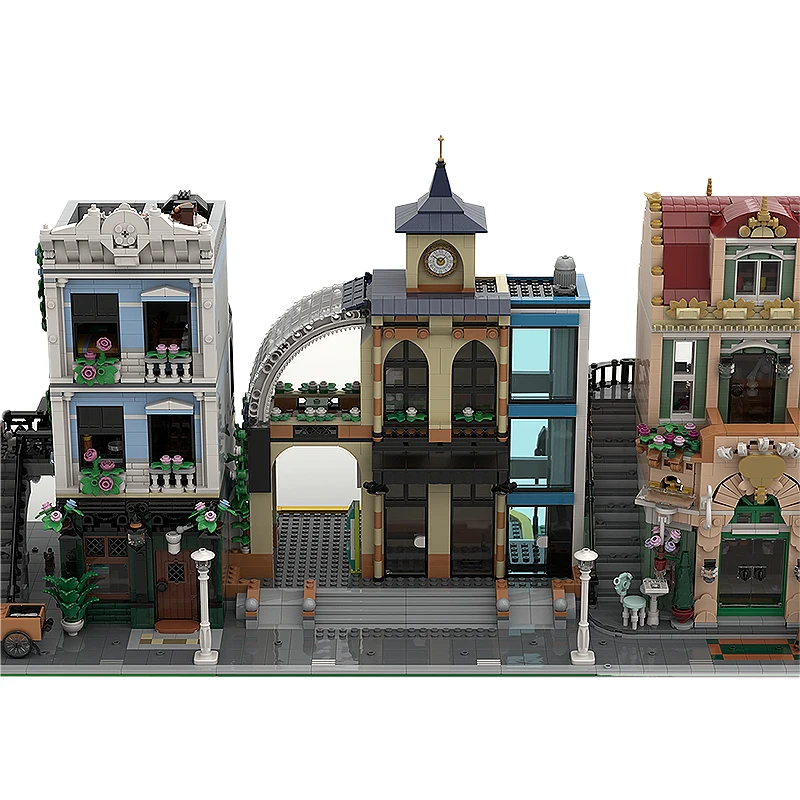 MOC 중앙역 모델 빌딩 블록 957PCS 도시 스트리트 뷰 건축 독창성 DIY 벽돌 장난감 데스크탑 디스플레이 선물