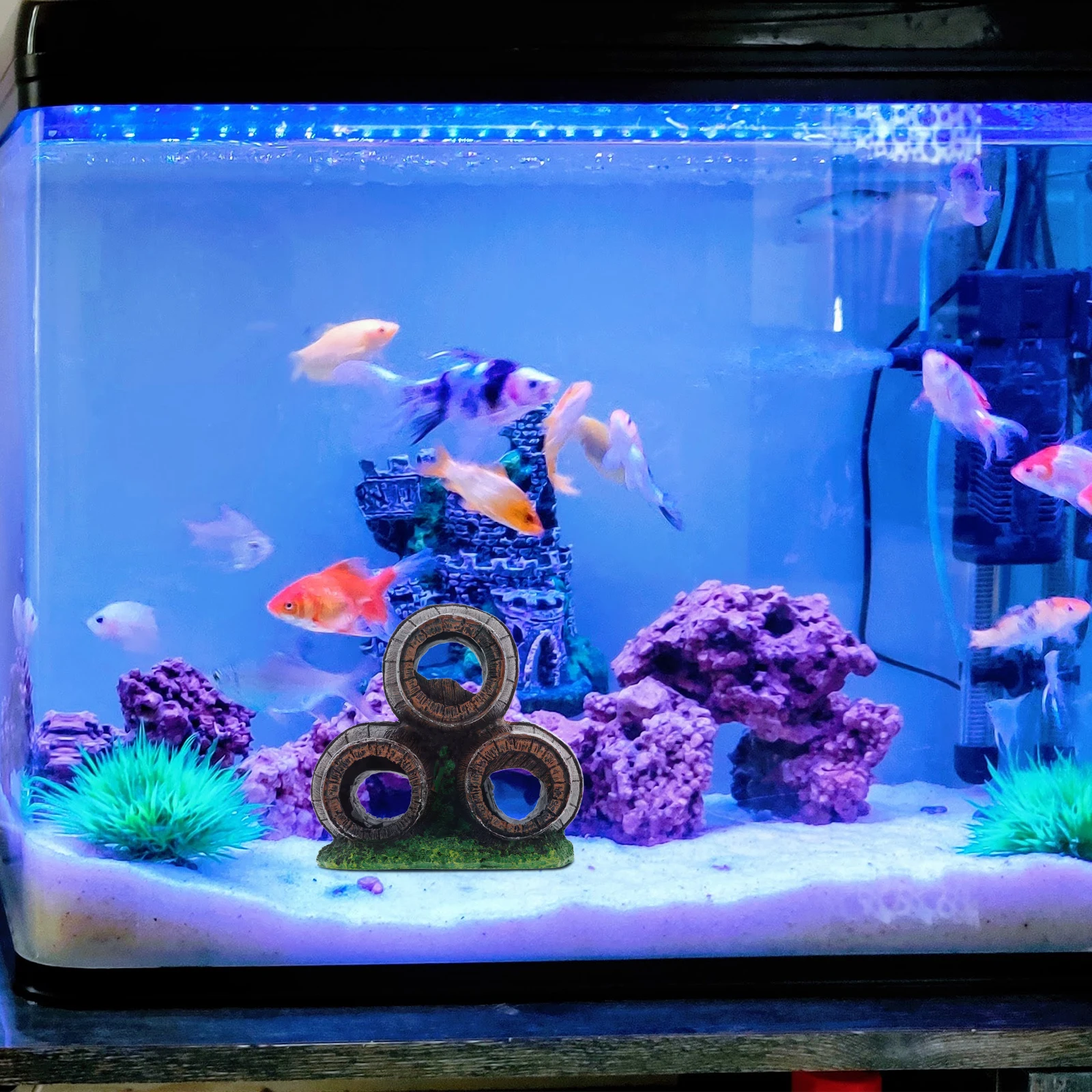 

Large Barrel Ornaments Fish Tank Shrimp Hideout Natural Resin Broken Bucket Aquarium Decorations Underwater Landscaping