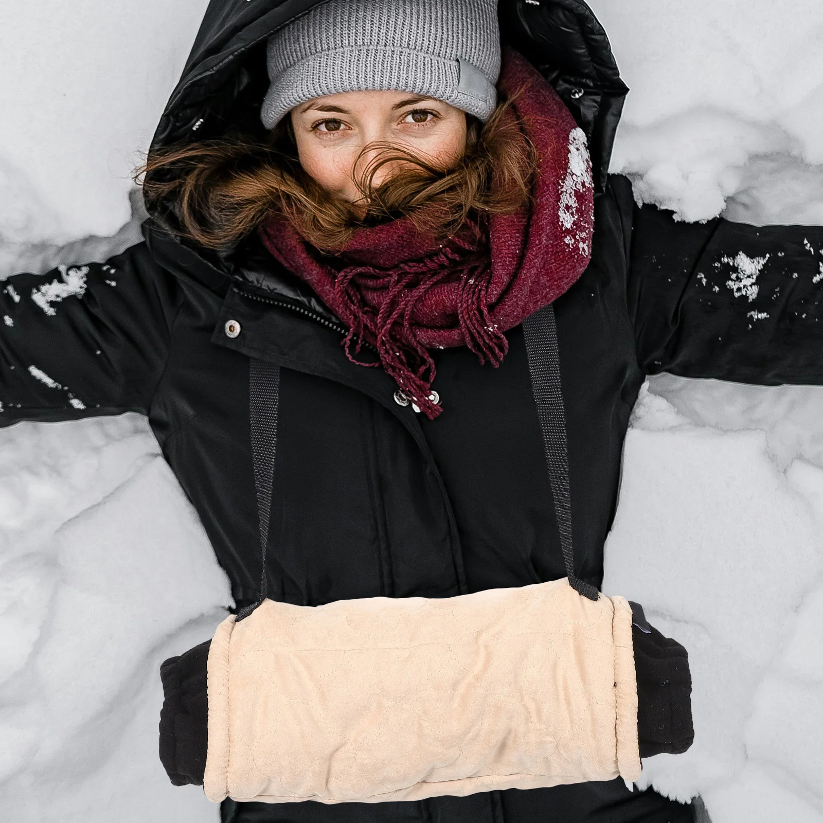 

Зимняя муфта для рук для женщин, утолщенная ткань, теплые руки, портативный уличный аксессуар, маленькая подушка, муфта, зимняя поставка