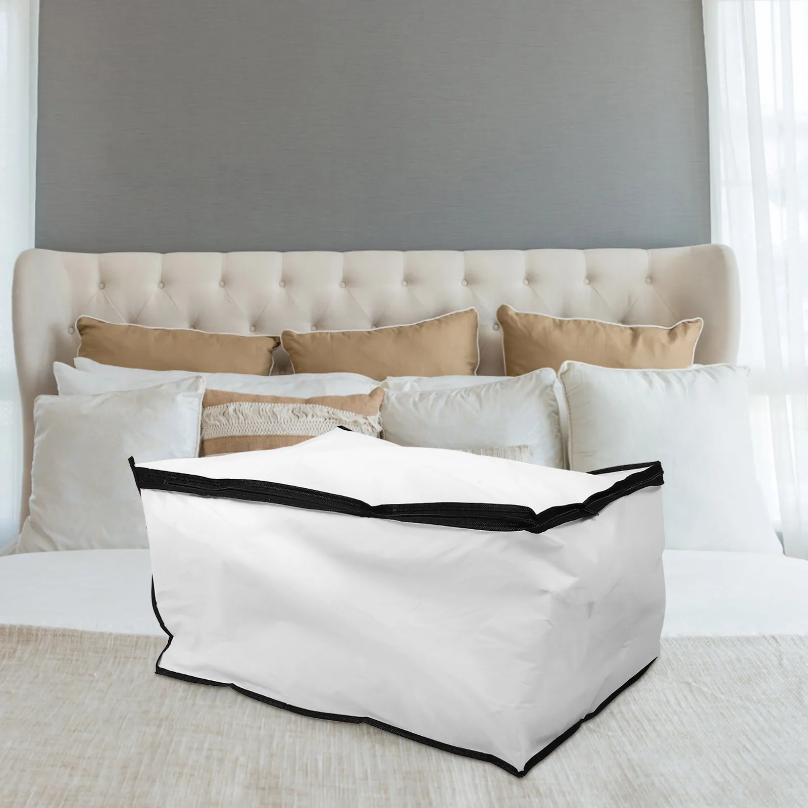 

2Pcs Under Bed Bedding Storage Bags Waterproof Transparent Foldable Organizer for Clothes Quilt Saving Storage