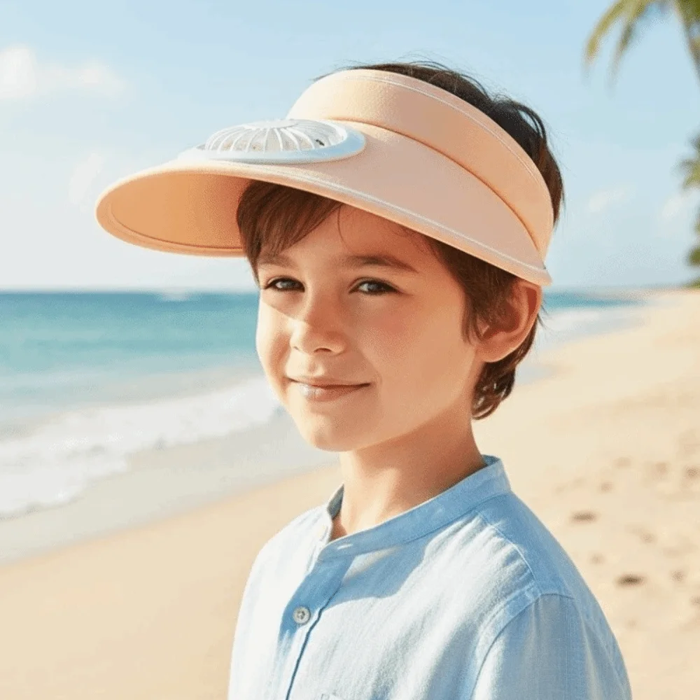 Portable Rechargeable Fan Hat Long-lasting Adjustable Children Visor Cap Versatile Lightweight Empty Top Fan Hat Outdoor