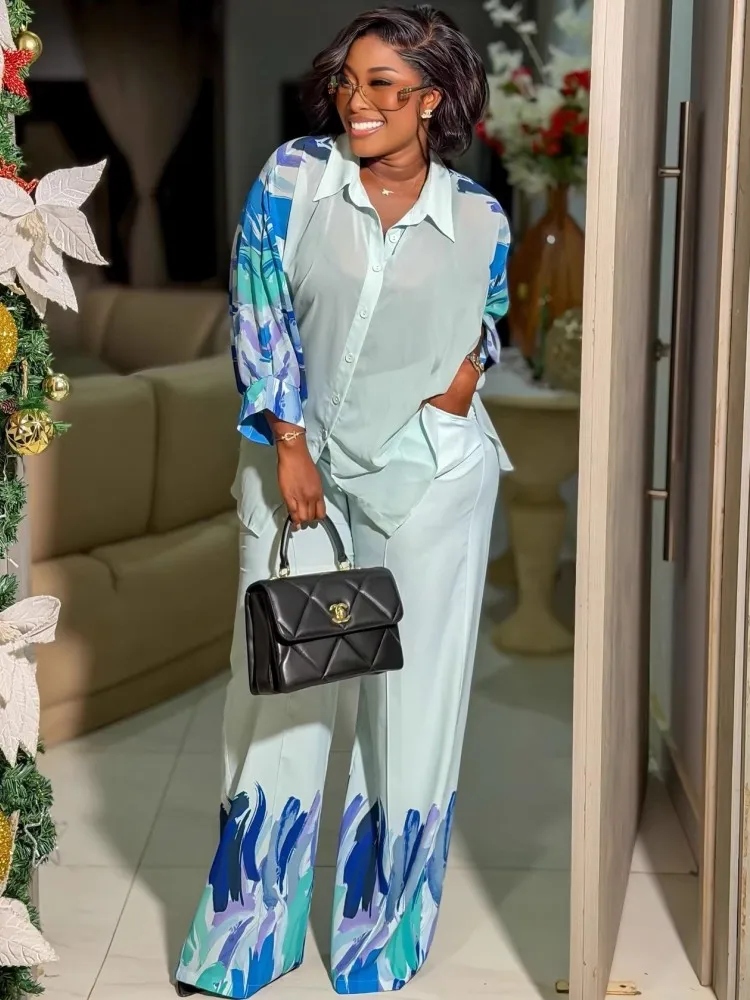 2 Piece Women Sets Dashiki African New Arrival Spring Autumn Matching Sets Two Pieces Sets Tops And Pants Suits Outfits Clothing